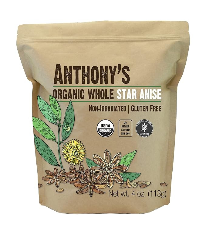 Anthony's Organic Whole Star Anise, 4 oz, Non Irradiated, Non GMO, Gluten Free | Amazon (US)
