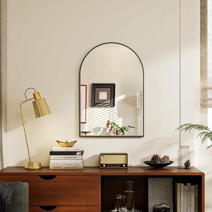 16x24 Arch Wall Mirror, Black Bathroom Mirrors for Over Sink, Metal Frame Wall Decor for Entryway... | Amazon (US)