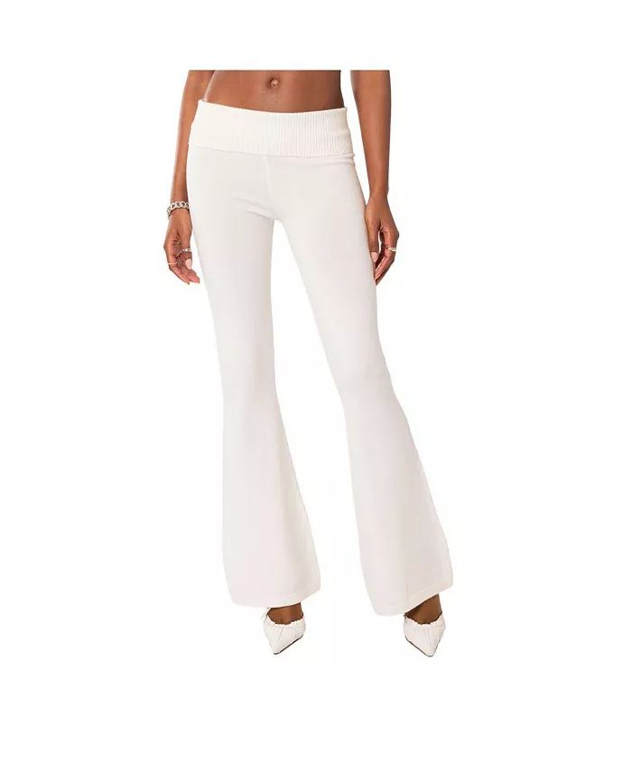 Women's Desiree Knitted Low Rise Fold Over Pants | Macy's