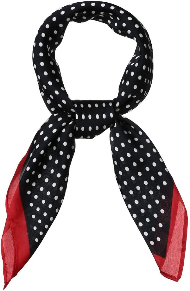 Allegra K 70cm Polka Dots Square Scarf Neck Scarves Kerchief Neckerchief Headband for Women | Amazon (US)