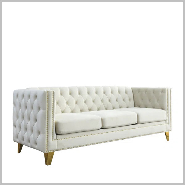 Jorel 81'' Velvet Tuxedo Arms Sofa | Wayfair North America