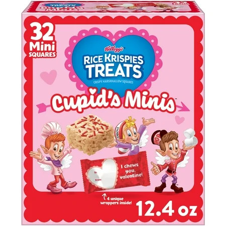 Rice Krispies Treats Valentine's Day Minis with Sprinkles Chewy Mini Marshmallow Cereal Bars, Kids Snacks, 12.4 oz, 32 Count | Walmart (US)