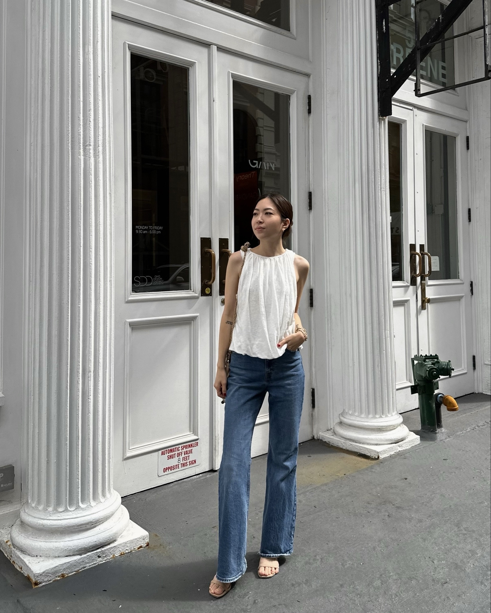 casual outfit 🤍 white top, bracelets, bag: Tilly’s / free people, flared jeans: Levi’s 

#LTKStyleTip #LTKItBag