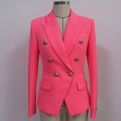 Double Breasted Pink Blazer With Gold Buttons Slim Fit Luxury Jacket | eBay AU
