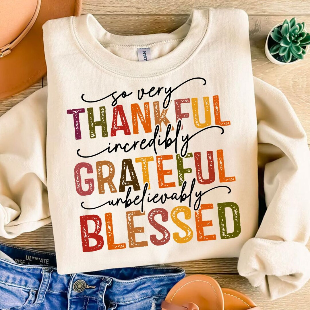 Grateful Thankful Blessed Svg Png, Autumn Svg, Christian Shirt Women, Thankful Grateful Blessed S... | Etsy (US)