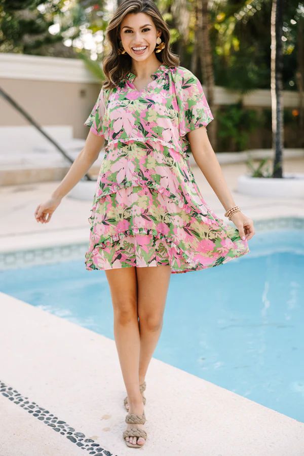 Perfectly You Pink Floral Babydoll Dress | The Mint Julep Boutique