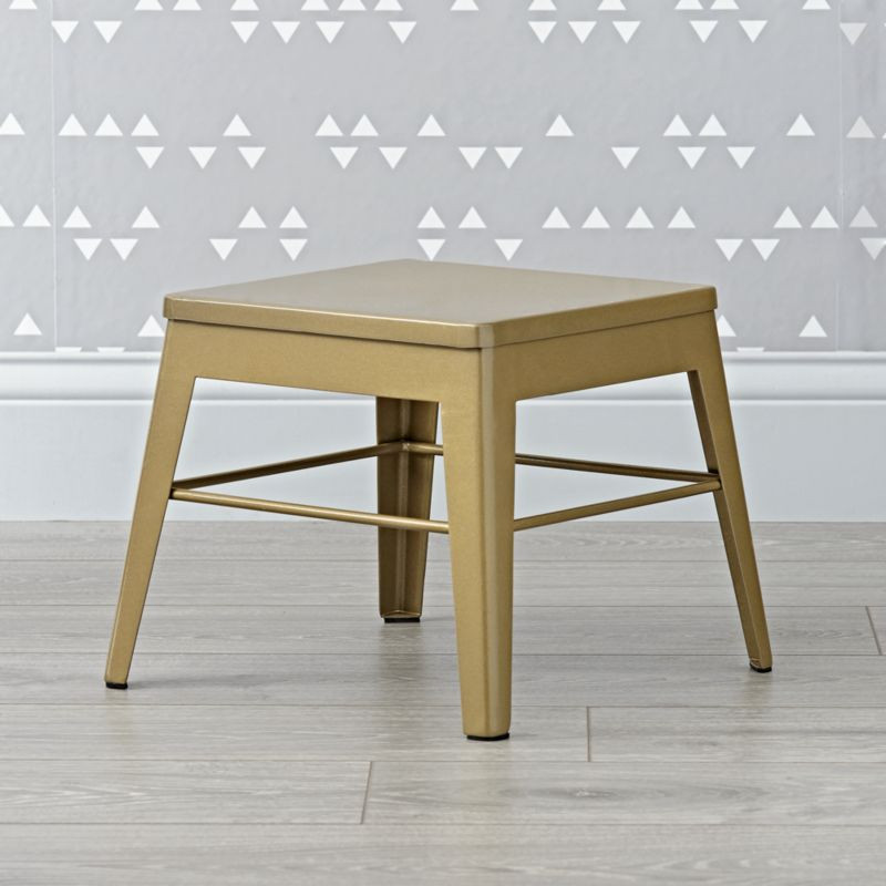 Squared Up Steel Gold Kids Step Stool + Reviews | Crate & Kids | Crate & Barrel