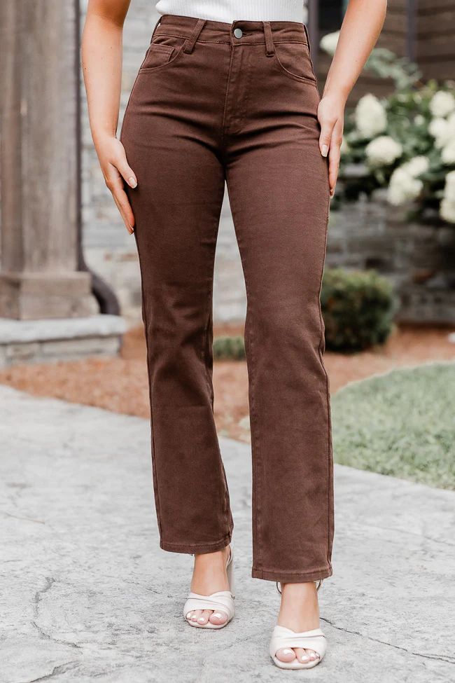 Always Love You Brown Straight Leg Jeans | Pink Lily