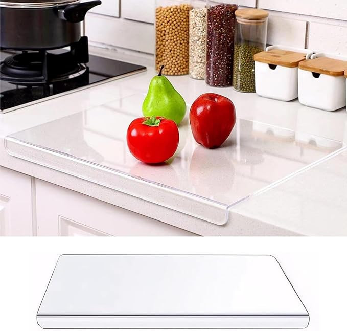 Renyqatt Acrylic Cutting Board with Counter Lip, 18x14 Inch Large Clear Cutting Board for Kitchen... | Amazon (US)