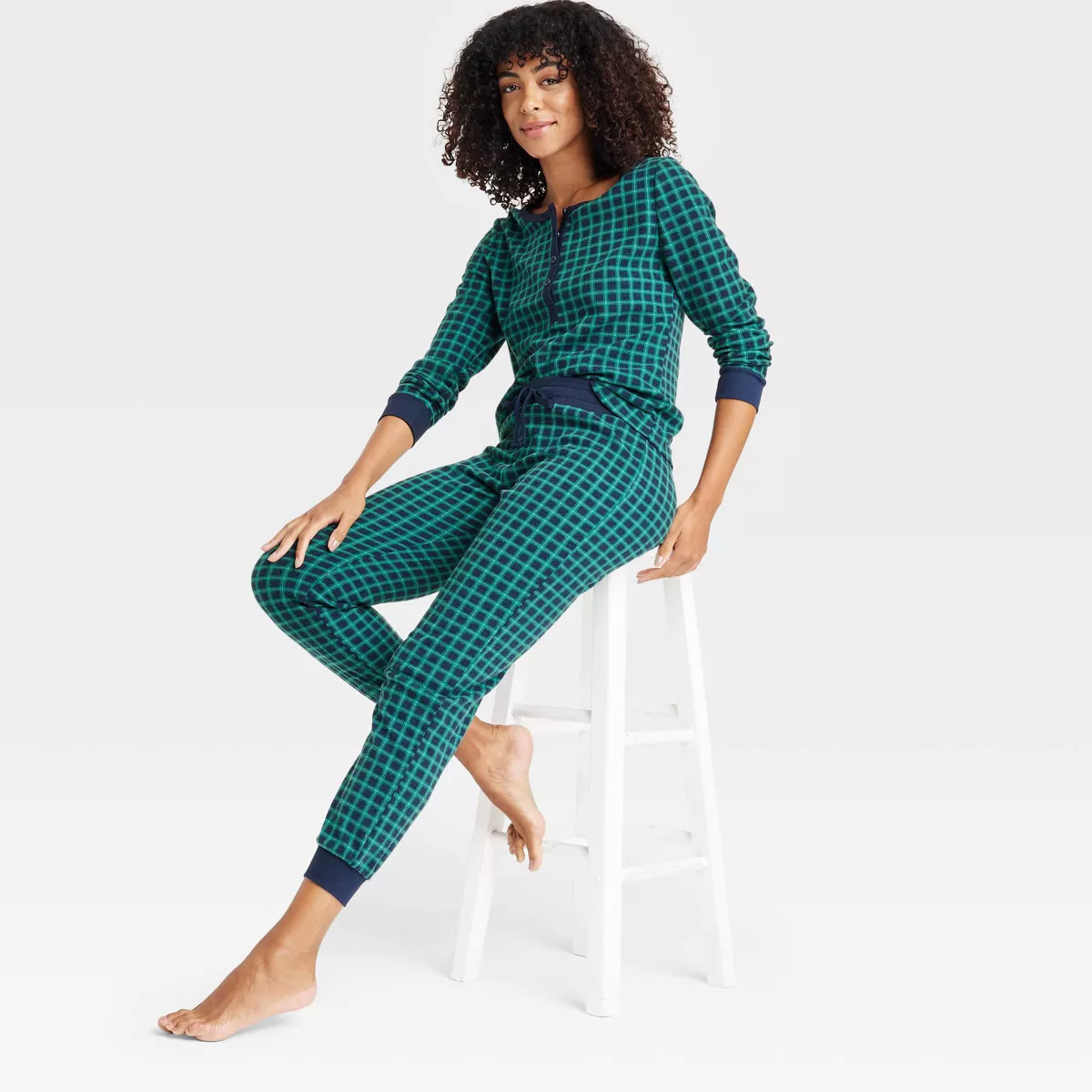 Women's Thermal Long Sleeve Henley Top and Jogger Pants Pajama Set - Auden™ | Target
