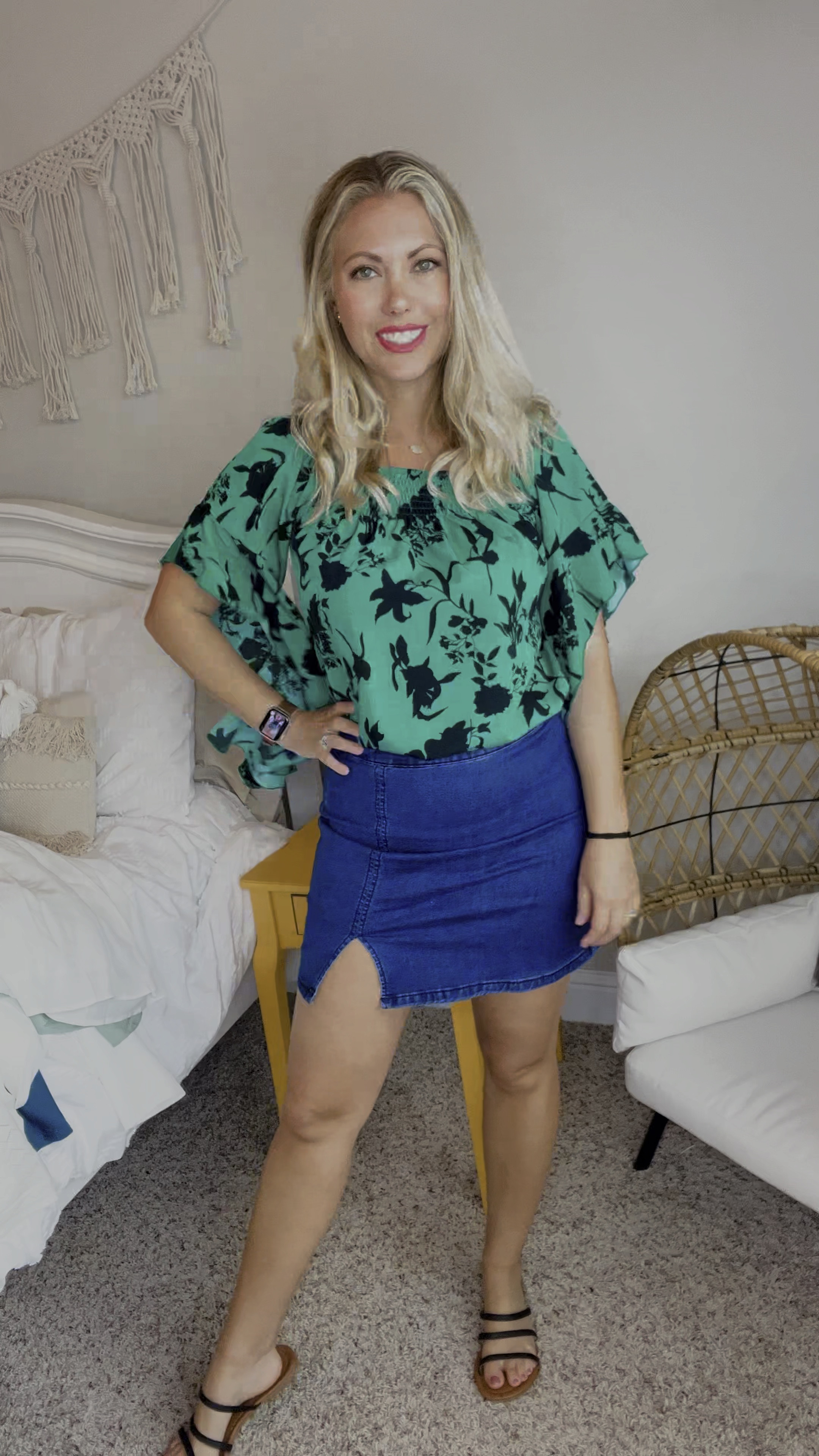 Denim skirt + floral flowy top #ootd #datenight 

#LTKunder50 #LTKstyletip #LTKFind