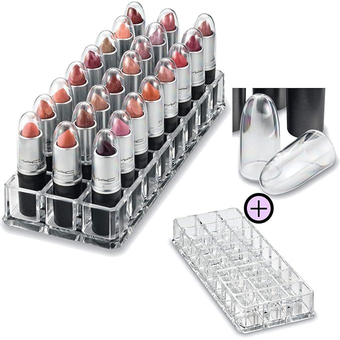 byAlegory (Gift Set) Acrylic Lipstick Organizer with MAC Brand Clear Replacement Caps To See Your... | Amazon (US)