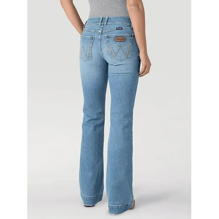 Wrangler Women s Retro Light Wash Mid Rise Hallie Trouser Jeans Blue 32W x 34L | Walmart (US)