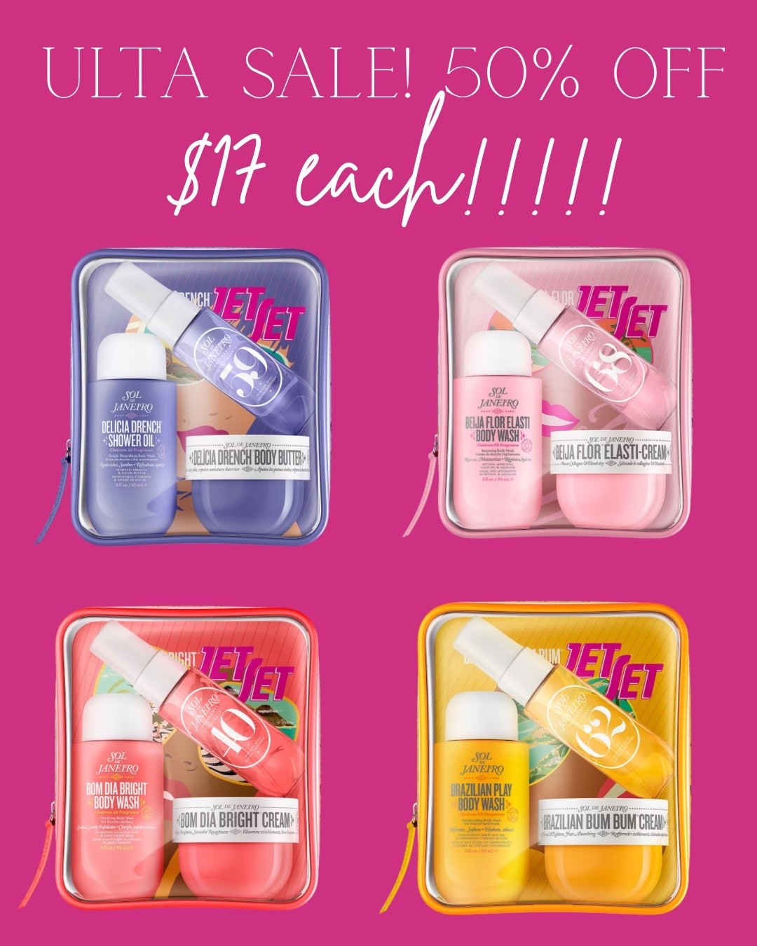 Ultra sol de janeiro on major sale 

50% off right now 

Perfume 
Spray 
Body care 

#LTKBeauty #LTKTravel #LTKSaleAlert