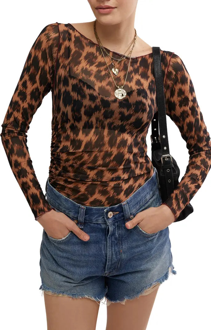 Free People Something Extra Animal Print Semisheer Mesh Tunic | Nordstromrack | Nordstrom Rack
