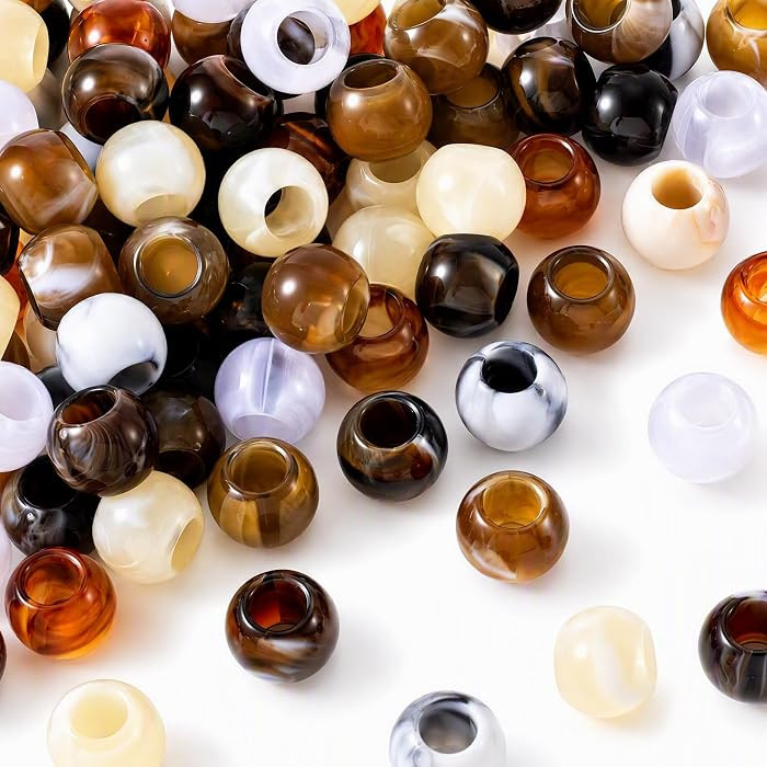 100pcs Acrylic Large Hole Pop Beads, 12 x 9.3 mm Mix Color Hair Beads | Amazon (US)