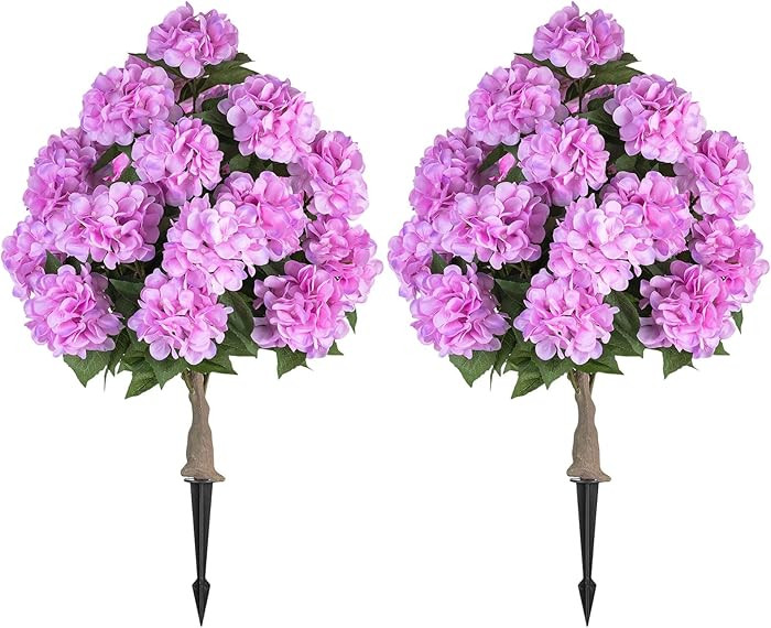 BLOSMON Hydrangea Topiary Trees Artificial - Outdoor 2 Packs 33" Pink Fake Flower Ball Tree for F... | Amazon (US)