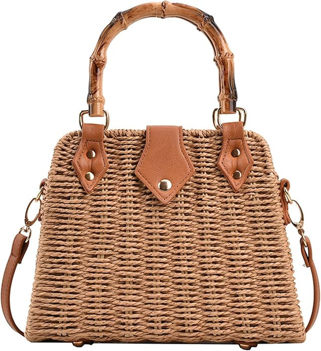 Straw Purses for Women Trendy Summer Woven Tote Bag Straw Basket Crossbody Wicker Purses and Hand... | Amazon (US)
