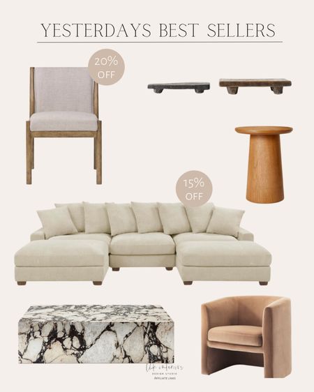 Yesterdays Best Sellers
Dining chair / marble coffee table / pedestal accent side table / 5 piece corduroy sectional / upholstered accent chair 

#LTKHome #LTKSaleAlert