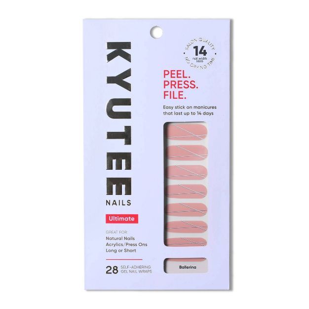 Kyutee Nails Peel. Press. File. Instant Gel Polish Manicure - Ballerina - 28pc | Target