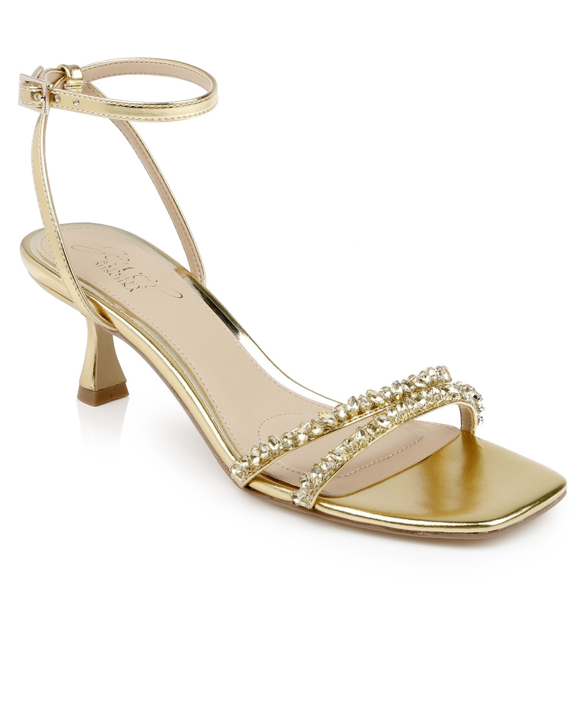 Jewel Badgley Mischka Women's Nayla Kitten Heel Dress Sandals - Gold Metallic | Macy's