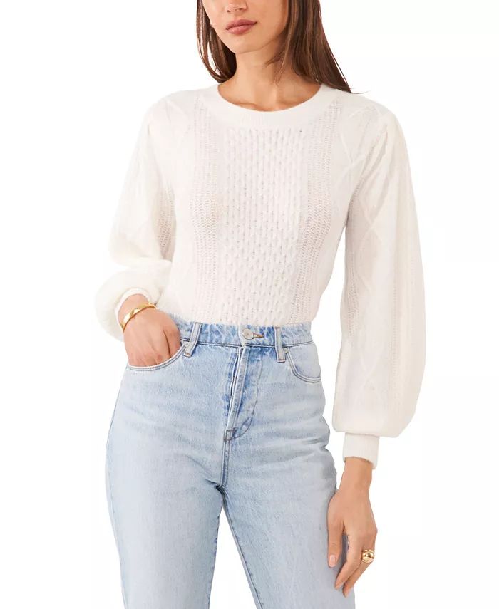 Women's Variegated Cables Crew Neck Sweater | Macy's