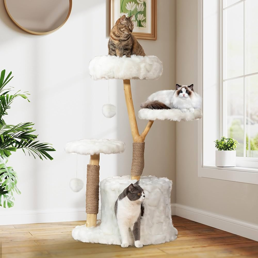 COZIWOW Cloud Cat Tree Tower, Solid Natural Wood Branches, Modern, Aesthetic, Unique, Cat-Approve... | Amazon (US)