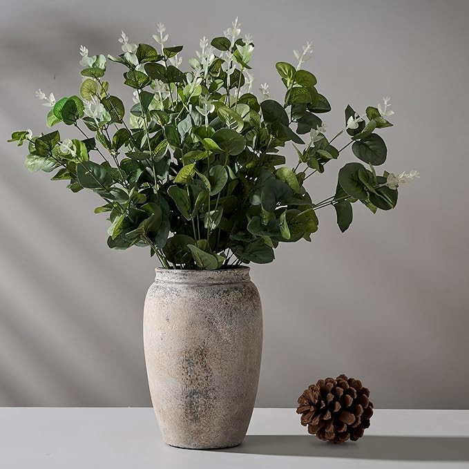 PORCER 8.2 Inch Ceramic Vase, Terracotta Rustic Vase Farmhouse Decorative Vase Boho Decor, Cerami... | Amazon (US)