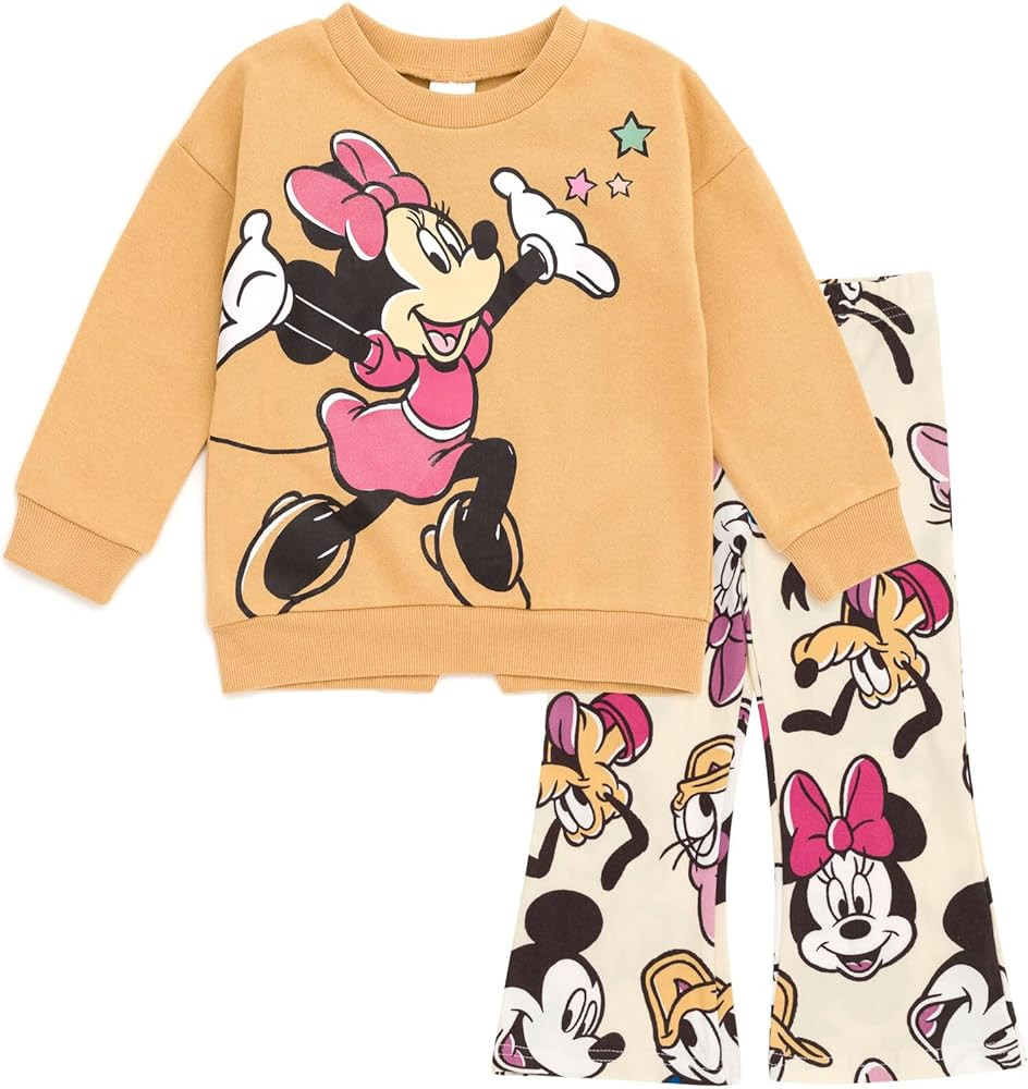 Disney Minnie Mouse Mickey Mouse Girls Fleece Sweatshirt and Flare Leggings Outfit Set Toddler to... | Amazon (US)