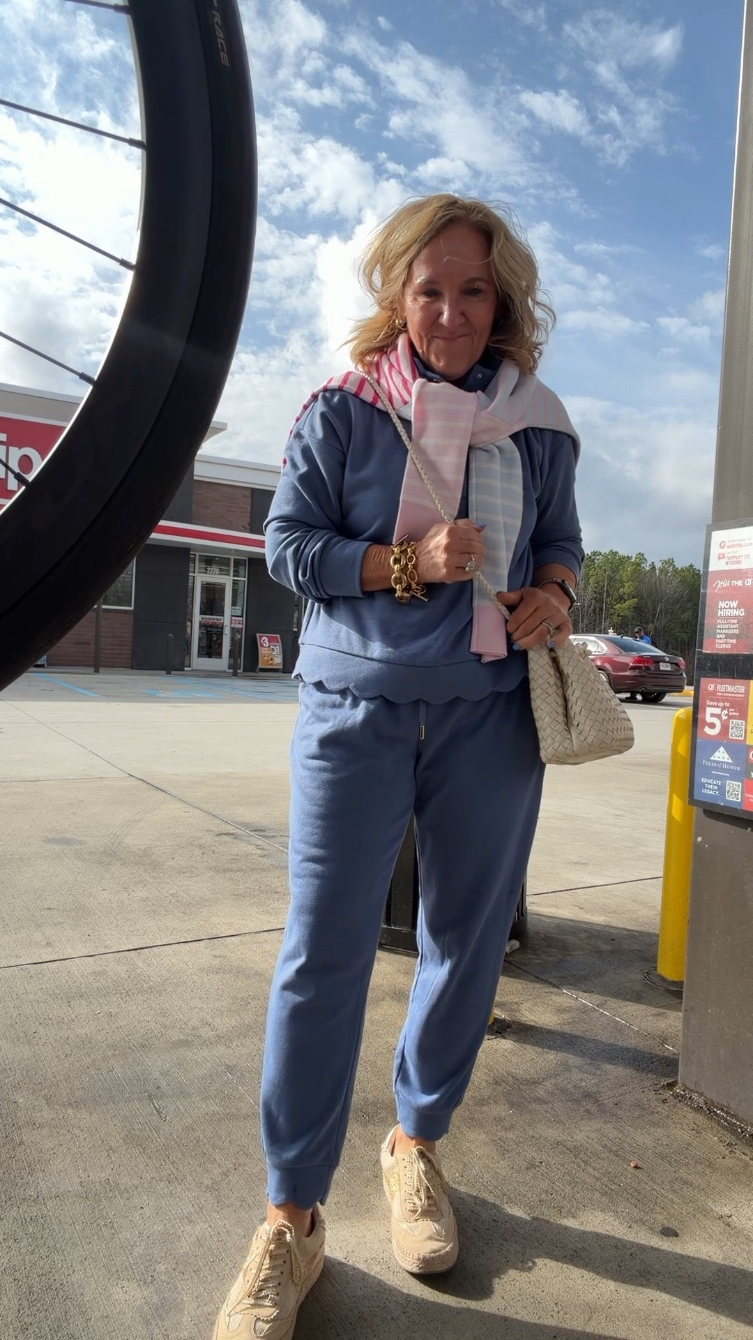 Ha!!! Roadtrip outfit. Forgot I filmed this. But love this cute set and it’s stunning Oo in stock. 
Joggers come in petite and reg. I’m in the medium petite. Regular medium in sweeter and sweatshirt . 

#LTKOver40 #LTKSaleAlert #LTKTravel