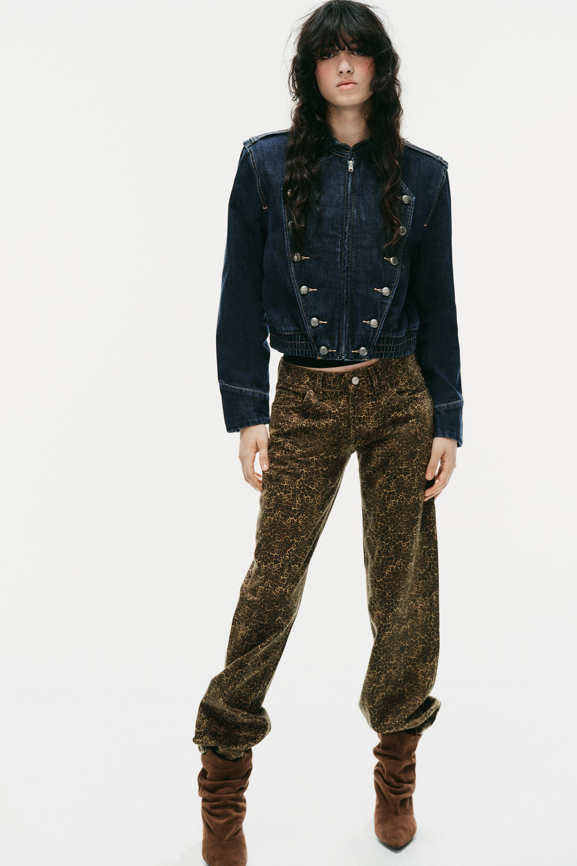 TRF ANIMAL PRINT LOW-RISE WIDE-LEG JEANS | Zara US
