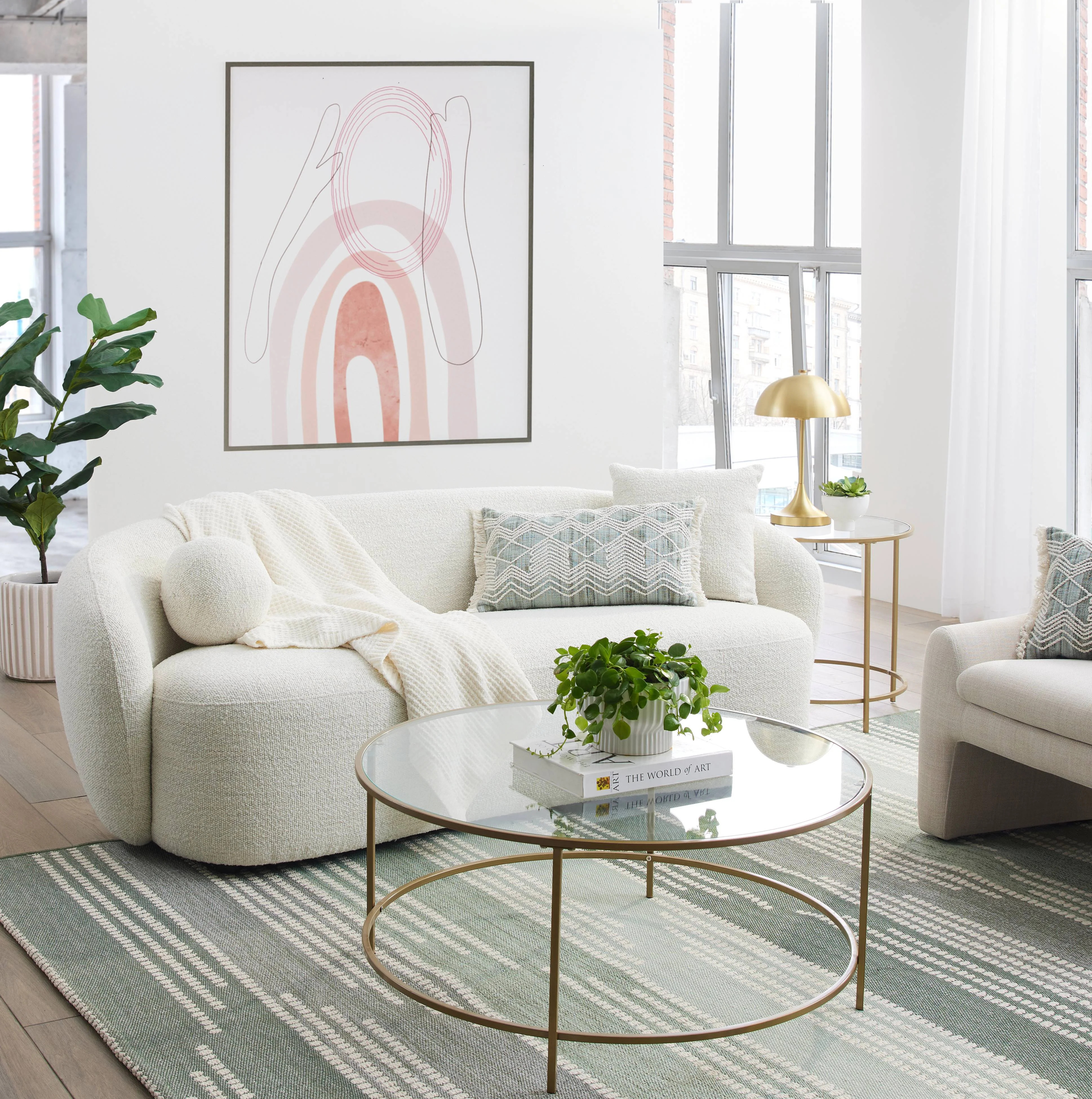 Better Homes & Gardens Juliet Curved Sofa, Ivory | Walmart (US)