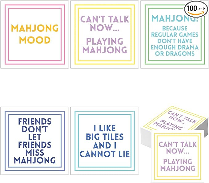 100 Pcs Funny Mahjong Cocktail Napkins 5'' x 5'' Folded Mahjong Disposable 2-ply Paper Party Beve... | Amazon (US)
