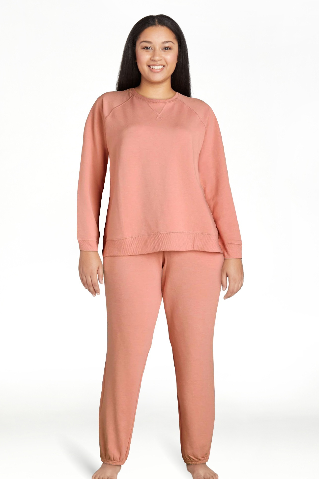 Joyspun Women's and Women’s Plus French Terry Sweatshirt and Joggers Set, 2-Piece, Sizes XS to ... | Walmart (US)