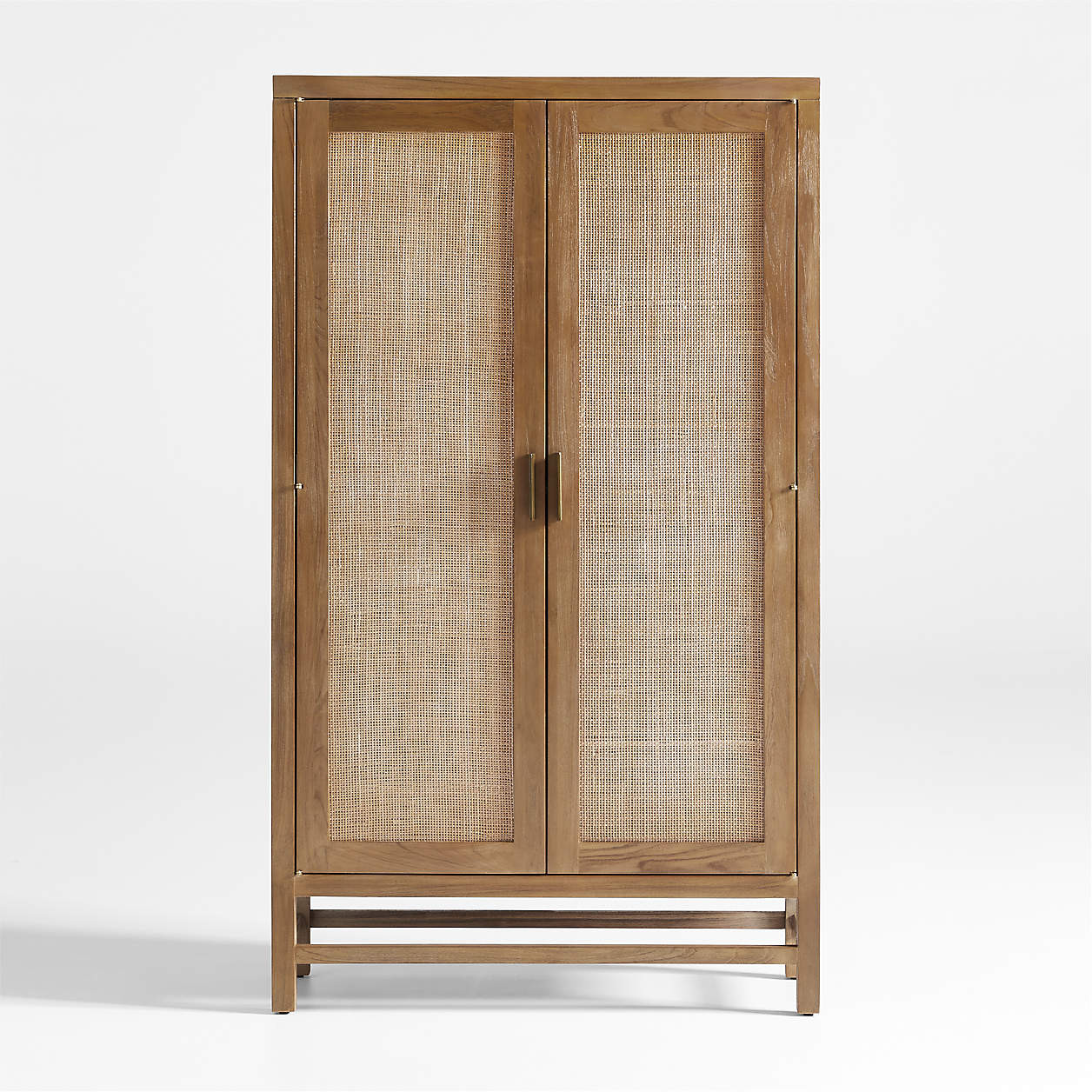 Blake 37" Light Brown Teak and Rattan 2-Door Storage Cabinet + Reviews | Crate & Barrel | Crate & Barrel