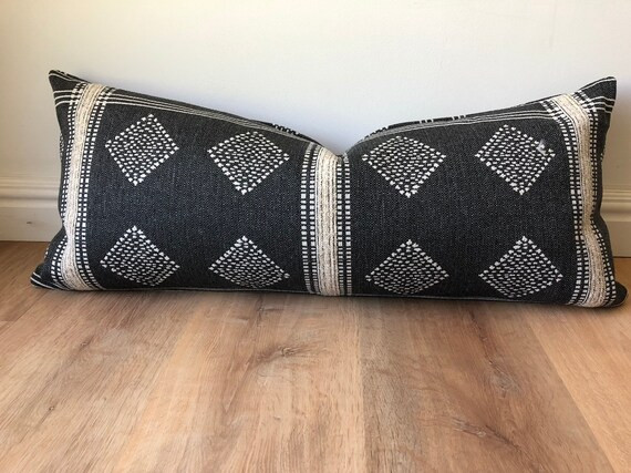 Designer Fabric Boho Tribal Modern Pillow Cover Black Natural | Etsy | Etsy (US)
