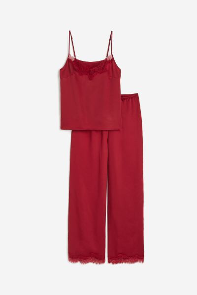 Pajama Camisole Top and Pants - Dark red - Ladies | H&M US | H&M (US + CA)