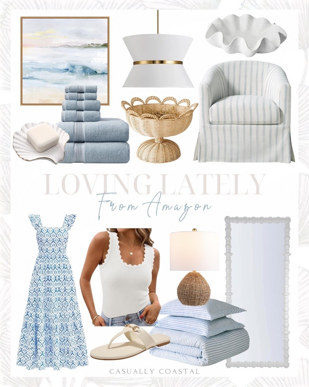 Loving Lately From Amazon

Amazon dress, summer dress, Amazon lamp, Amazon mirror, coastal lamp, coastal mirror, coastal accent chair, coastal wall art, coastal artwork, coastal sandals, coastal bedding, amazon sandals, amazon tank top, amazon bowl, amazon wall art, smocked tiered dress, scalloped decorative bowl, mud pie wicker woven pedestal basket, framed canvas wall art, wood framed wall mirror, amazon chandelier, swivel accent chair, striped swivel chair, rattan table lamp, stripe blue reversible duvet cover, coastal duvet, amazon bath towels, ceramic dish soap, lotus leaf soap holder, white tank top, metal chain flip flops

#LTKHome