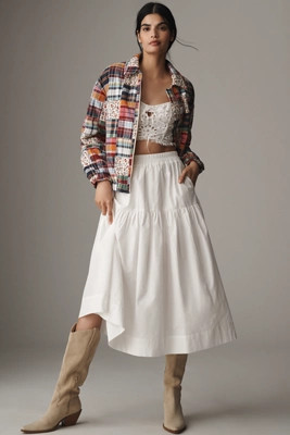 Sanctuary Poplin Prairie Tiered Midi Skirt | Anthropologie (US)