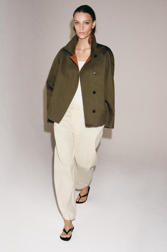 ZW COLLECTION SHORT HIGH-NECK TRENCH COAT | Zara UK