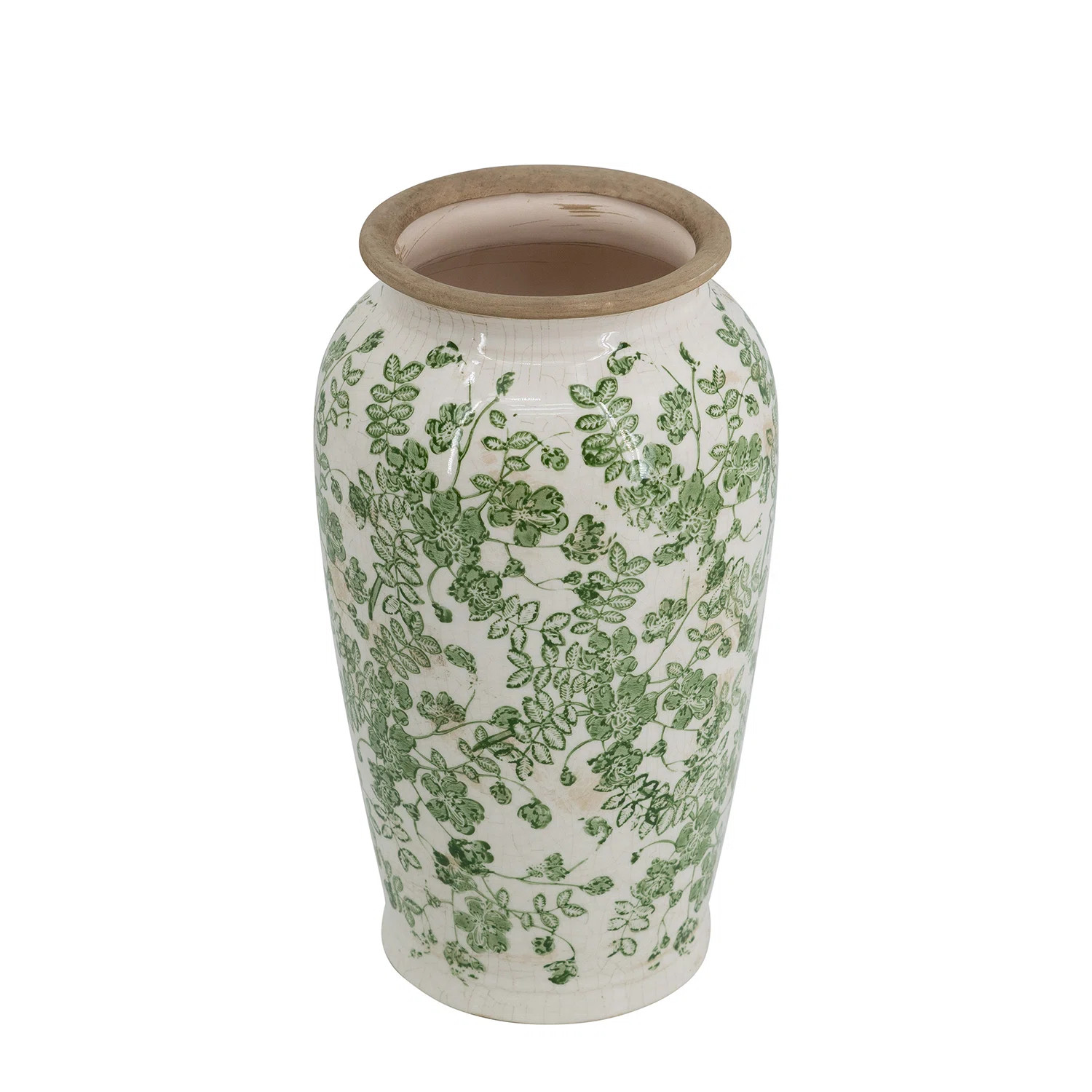 Flower Vase - 6.5" x 6.5" x 11.5" - Green/White | Wayfair North America