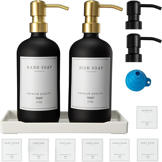 Glass Soap Dispenser for Kitchen Sink,Farmhouse Kitchen Dish Soap Dispenser&Hand Soap Dispenser S... | Amazon (US)