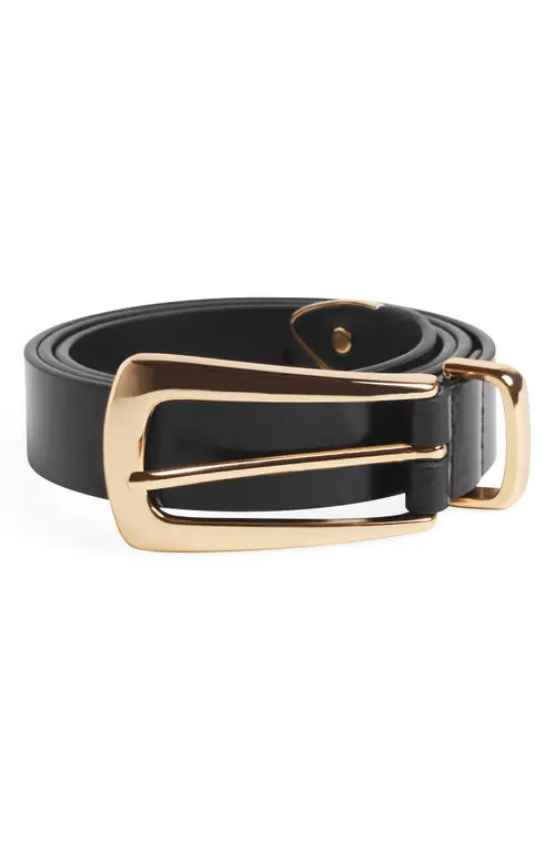 Favorite Daughter The Statement Leather Belt in Black /Gold at Nordstrom, Size X-Large | Nordstrom