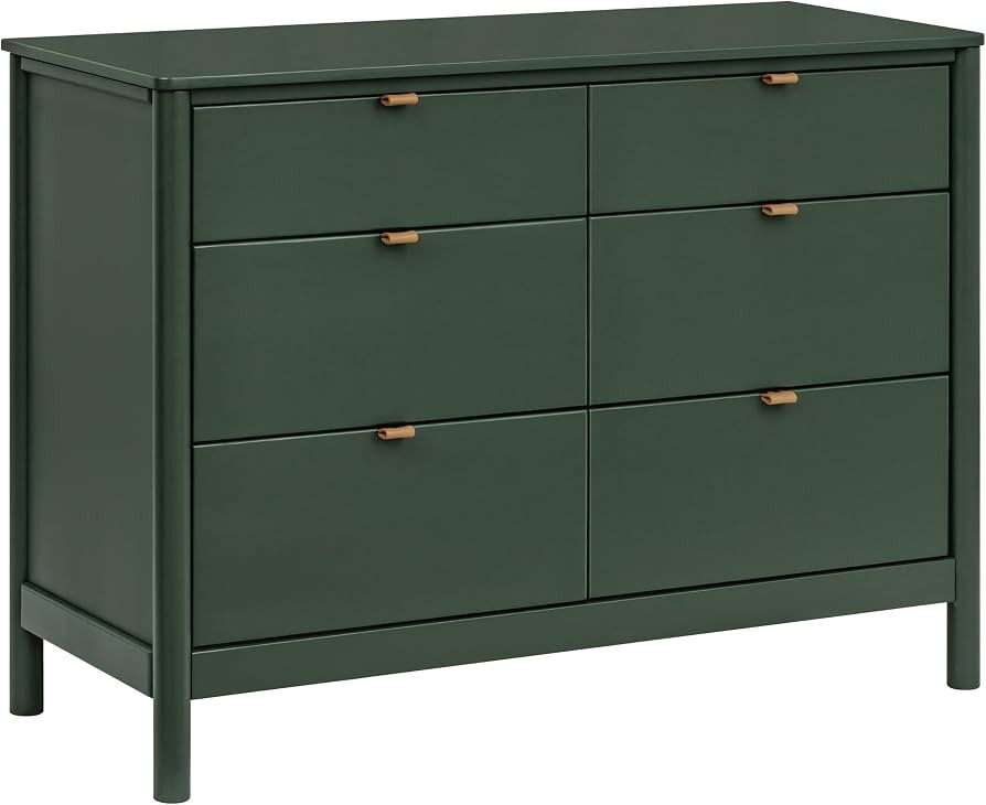 babyletto Bondi 6-Drawer Dresser, Forest Green Vegan Leather Drawer Pulls | Amazon (US)