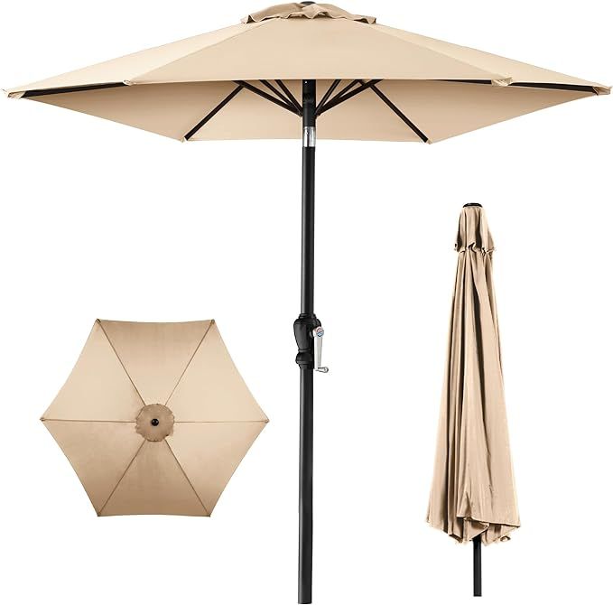 Best Choice Products 10ft Outdoor Steel Polyester Market Patio Umbrella w/Crank, Easy Push Button... | Amazon (US)