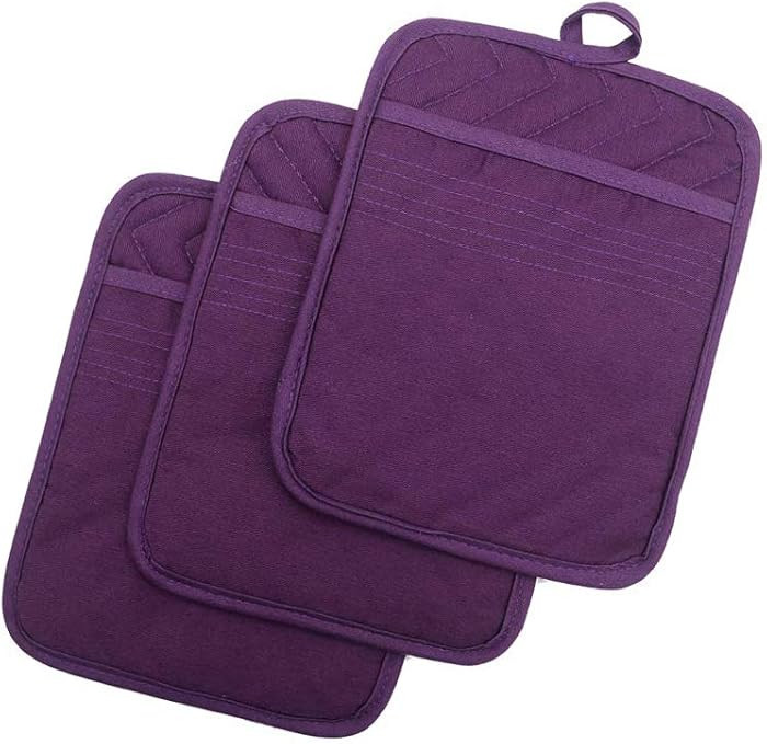 Anyi Pot Holders for Kitchen Heat Resistant, Cotton Hot Pads for Counter Table, Purple Kitchen Po... | Amazon (US)