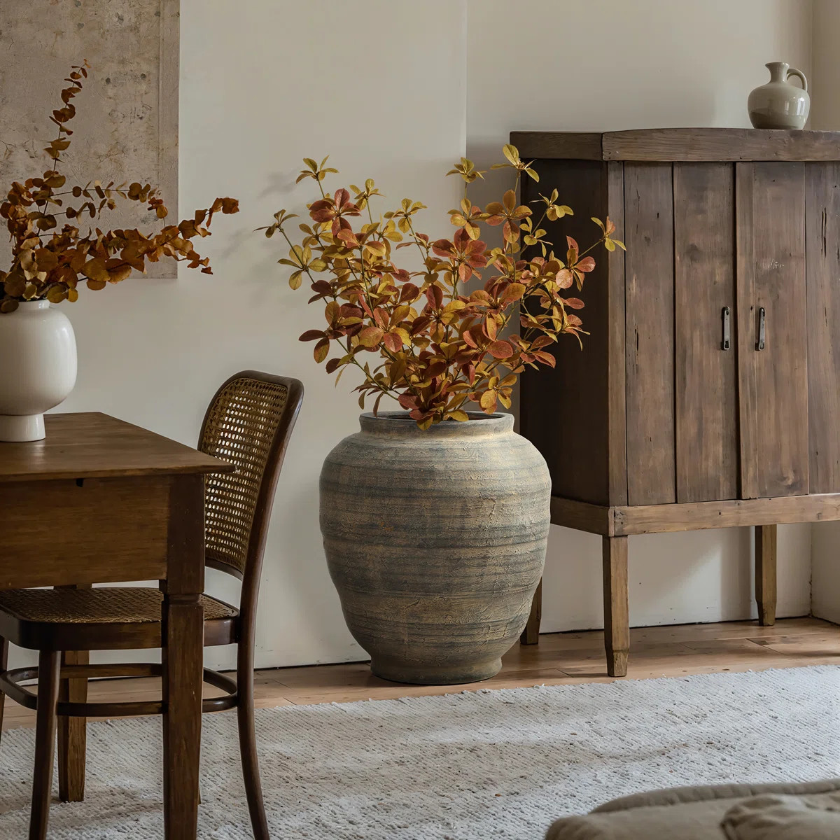 Vintage Pottery Brown 17.32-Inch Tall Round Ceramic Vase | Wayfair North America