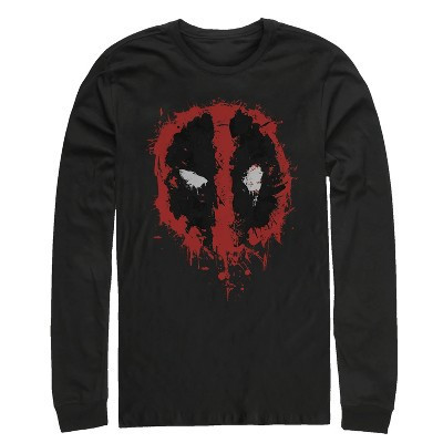 Men's Marvel Deadpool Splatter Icon  Long Sleeve Shirt - Black - Medium | Target