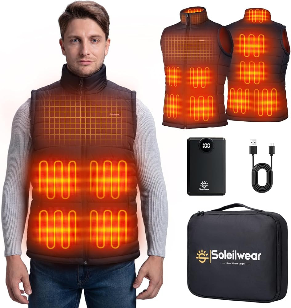 Mens Heated Vest with 12000mAh Battery, 9 Heated Zones Lightweight Rechargeable Vest for Camping ... | Amazon (US)