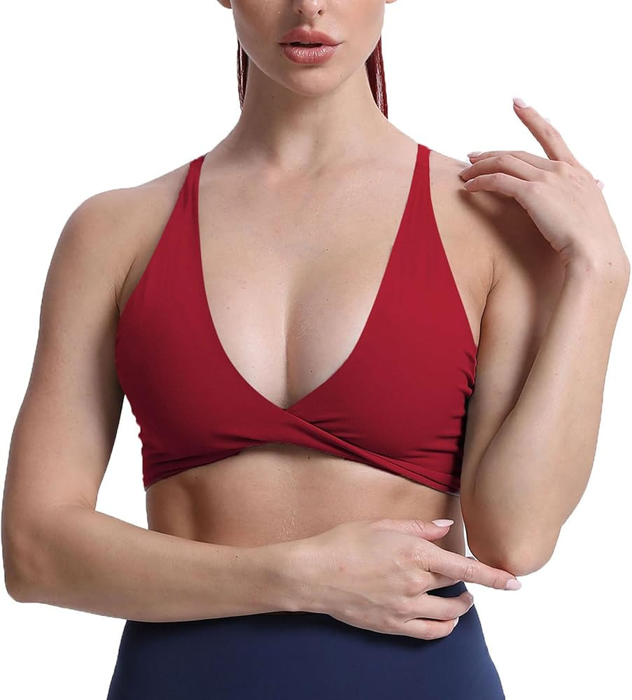 Aoxjox Women's Workout Sports Bras Fitness Backless Padded Sienna Low Impact Bra Yoga Crop Tank T... | Amazon (US)